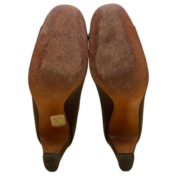 Saks Fifth Avenue Women’s Brown Satin Closed-Toe Pumps Low Heel Elegant Style Si - Picture 8 of 9